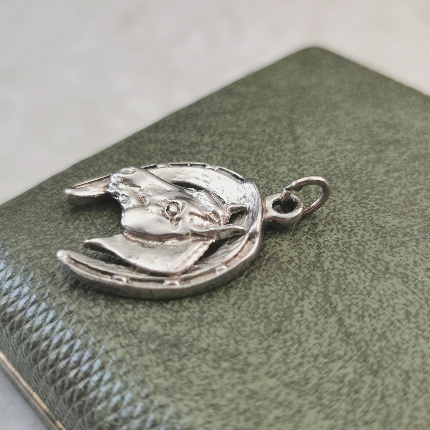 Vintage Silver-tone Large Horse & Horseshoe Charm