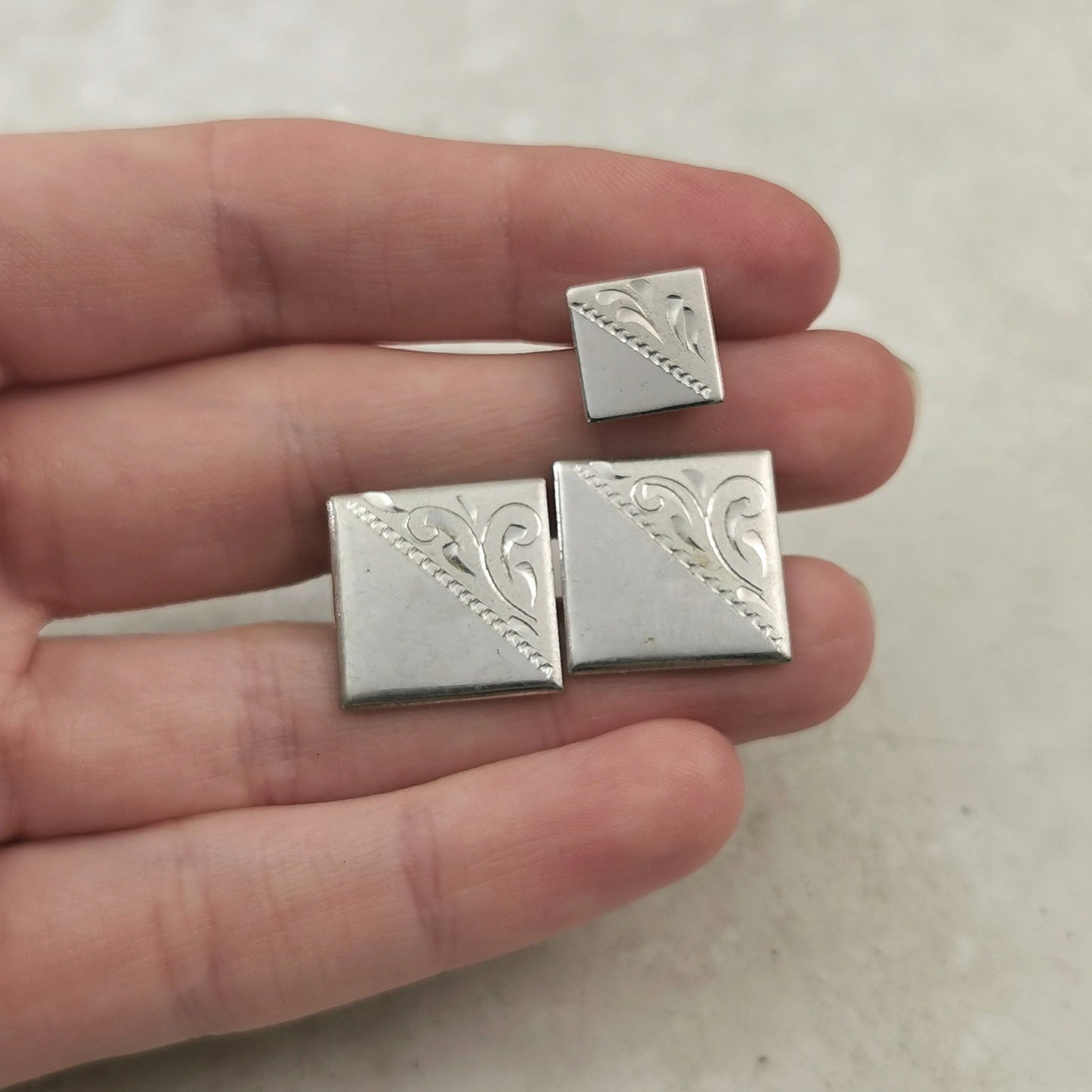 Vintage Sterling Silver Tie Tack and Cufflinks Set