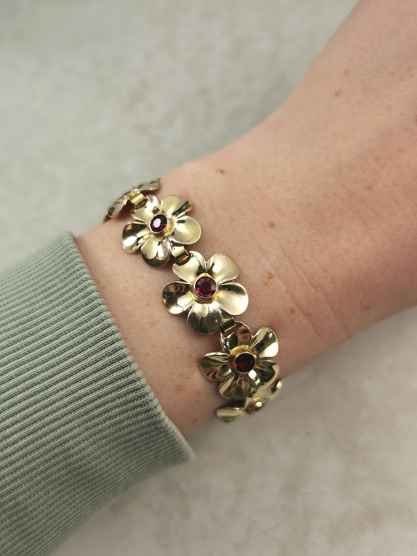 Vintage Gold Vermeil Flower Bracelet