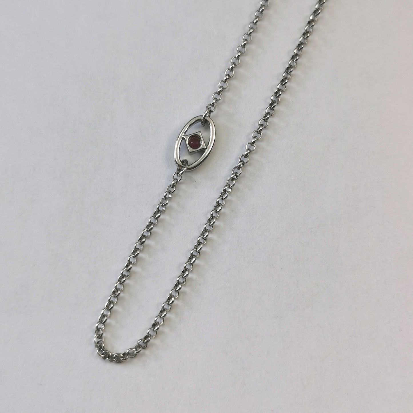 Elle Sterling Silver 23.5" Rolo Chain with Ruby Logo Tag