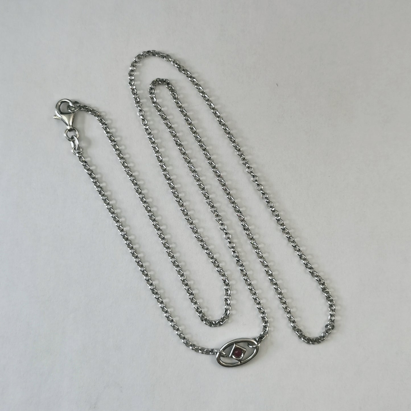 Elle Sterling Silver 23.5" Rolo Chain with Ruby Logo Tag