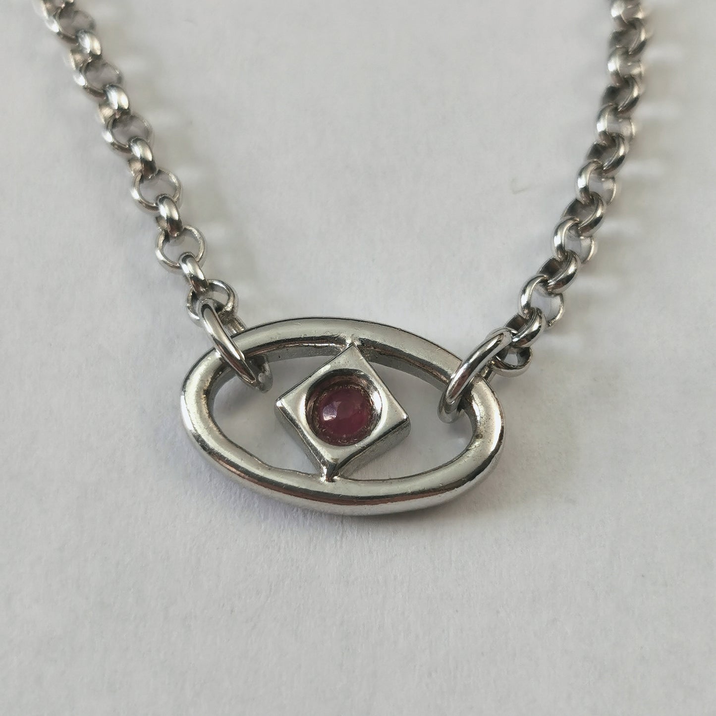 Elle Sterling Silver 23.5" Rolo Chain with Ruby Logo Tag