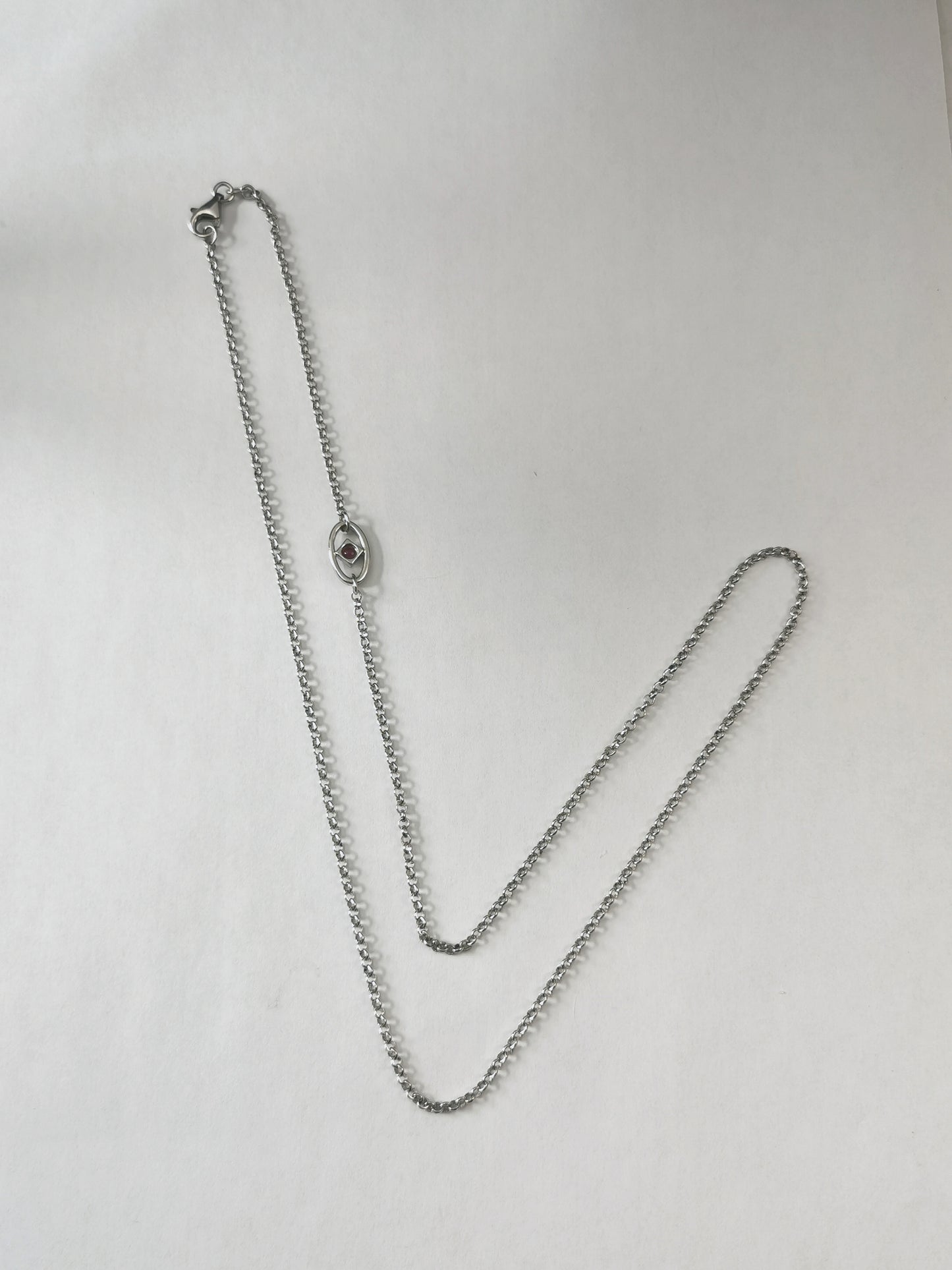 Elle Sterling Silver 23.5" Rolo Chain with Ruby Logo Tag