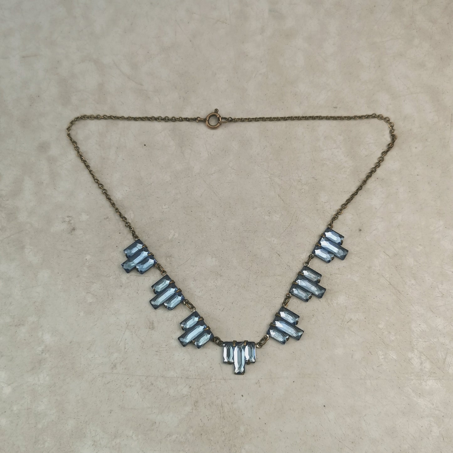 Art Deco Blue Vauxhall Glass Choker Necklace