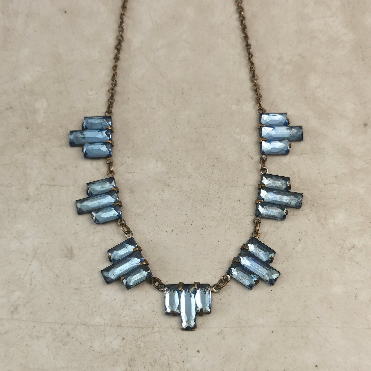 Art Deco Blue Vauxhall Glass Choker Necklace