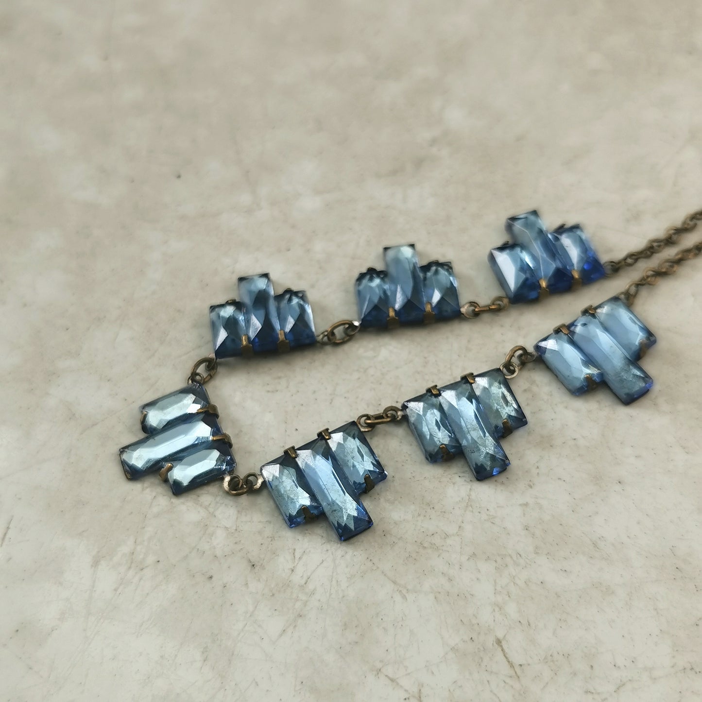 Art Deco Blue Vauxhall Glass Choker Necklace