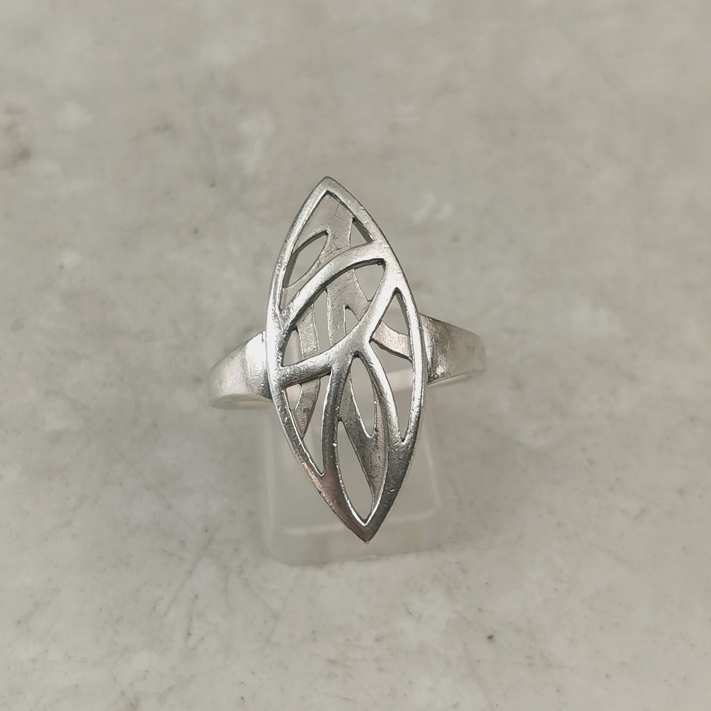 Estate Breuning Sterling Silver Open Work Navette Ring