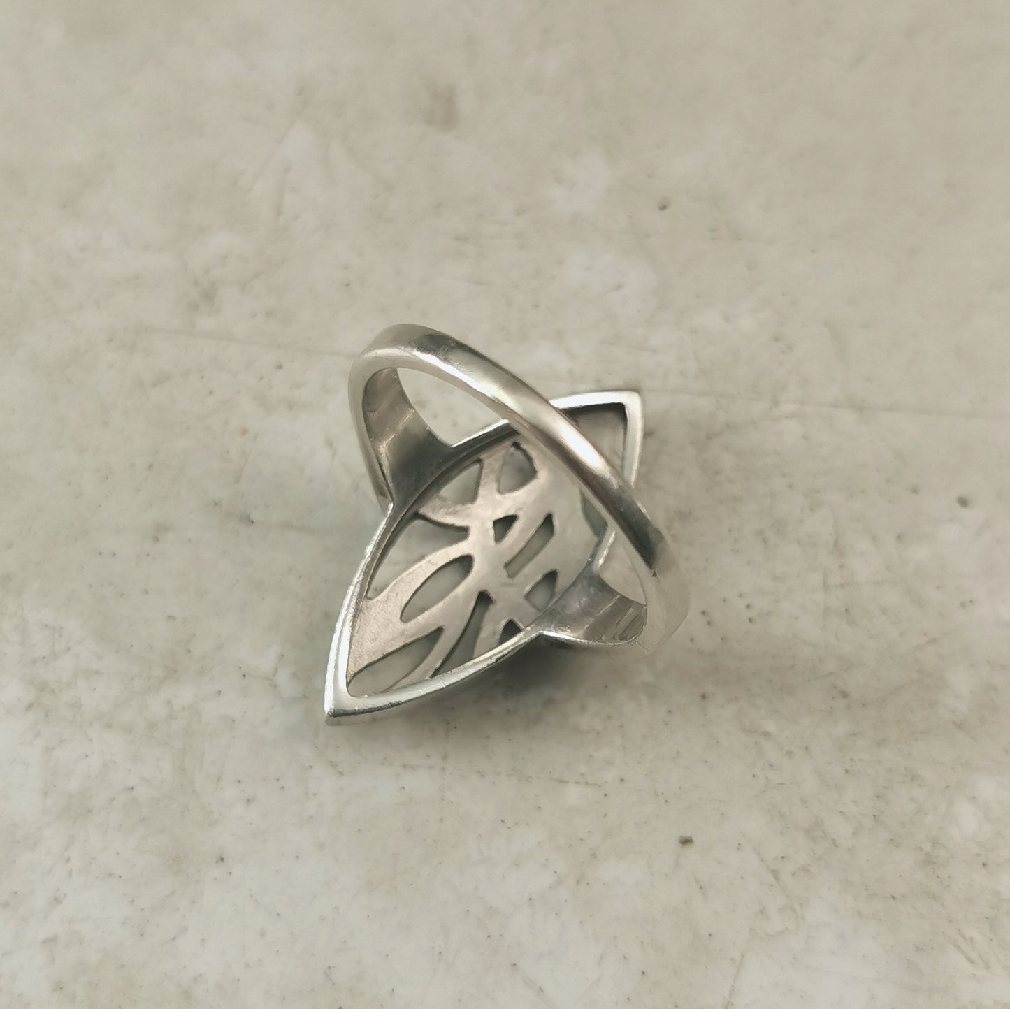 Estate Breuning Sterling Silver Open Work Navette Ring