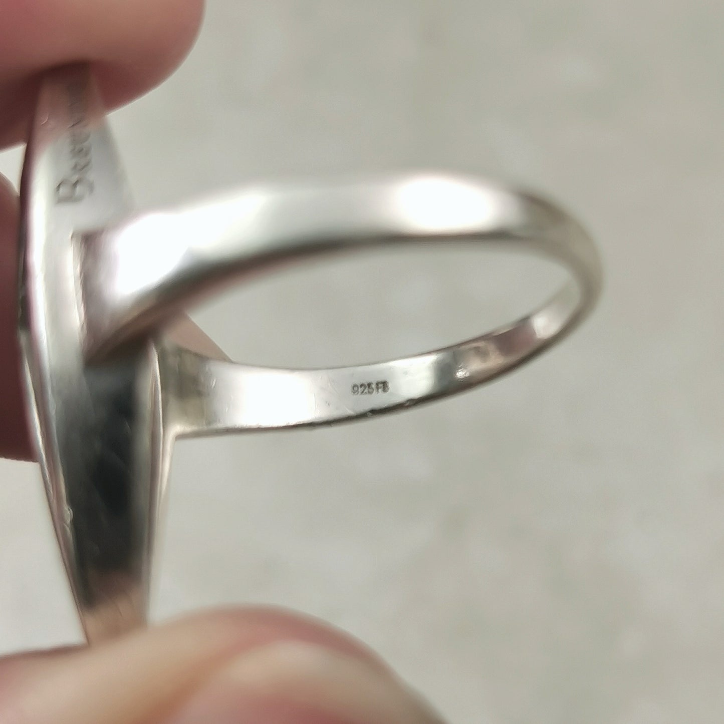 Estate Breuning Sterling Silver Open Work Navette Ring