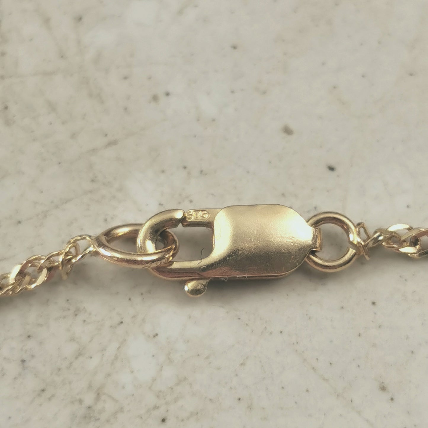 Estate 14k Yellow Gold Oval Pearl Station Singapore Chain