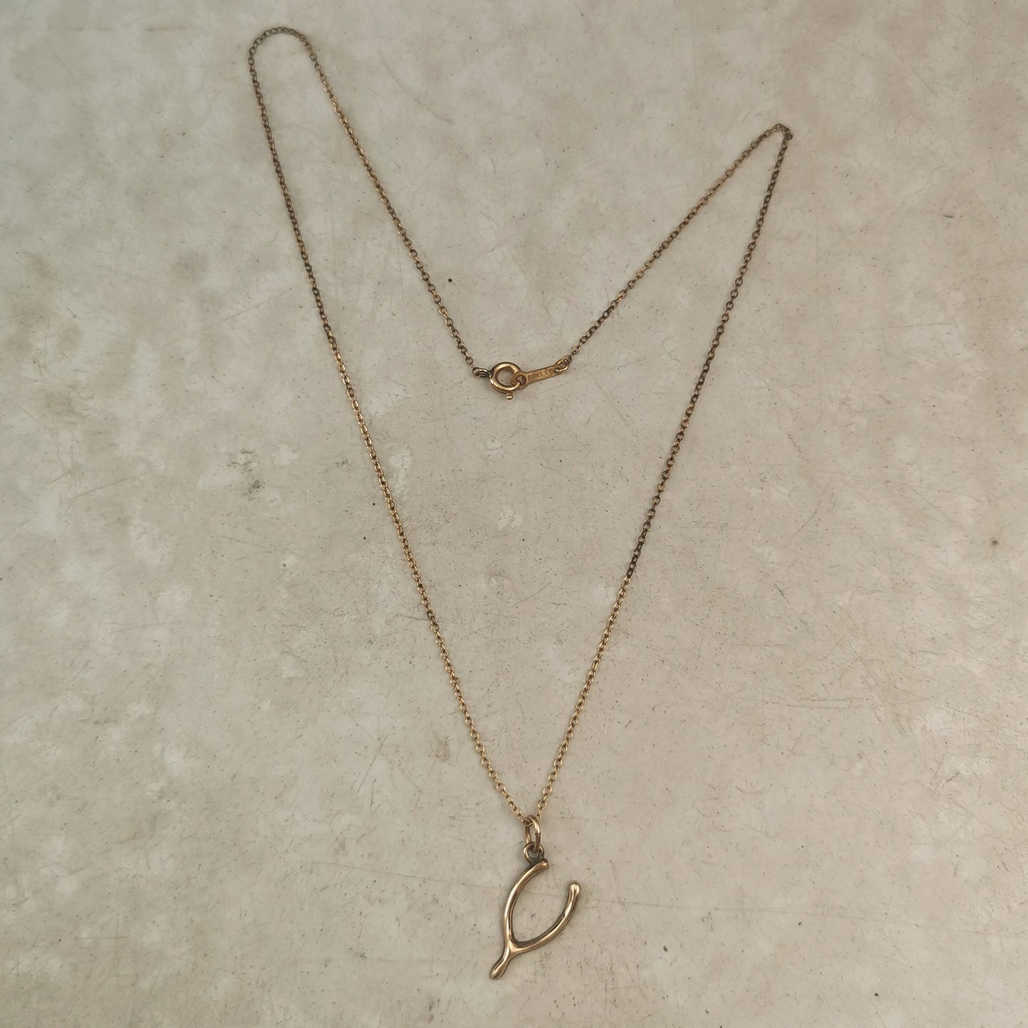 Vintage Gold Filled Lucky Wishbone Necklace