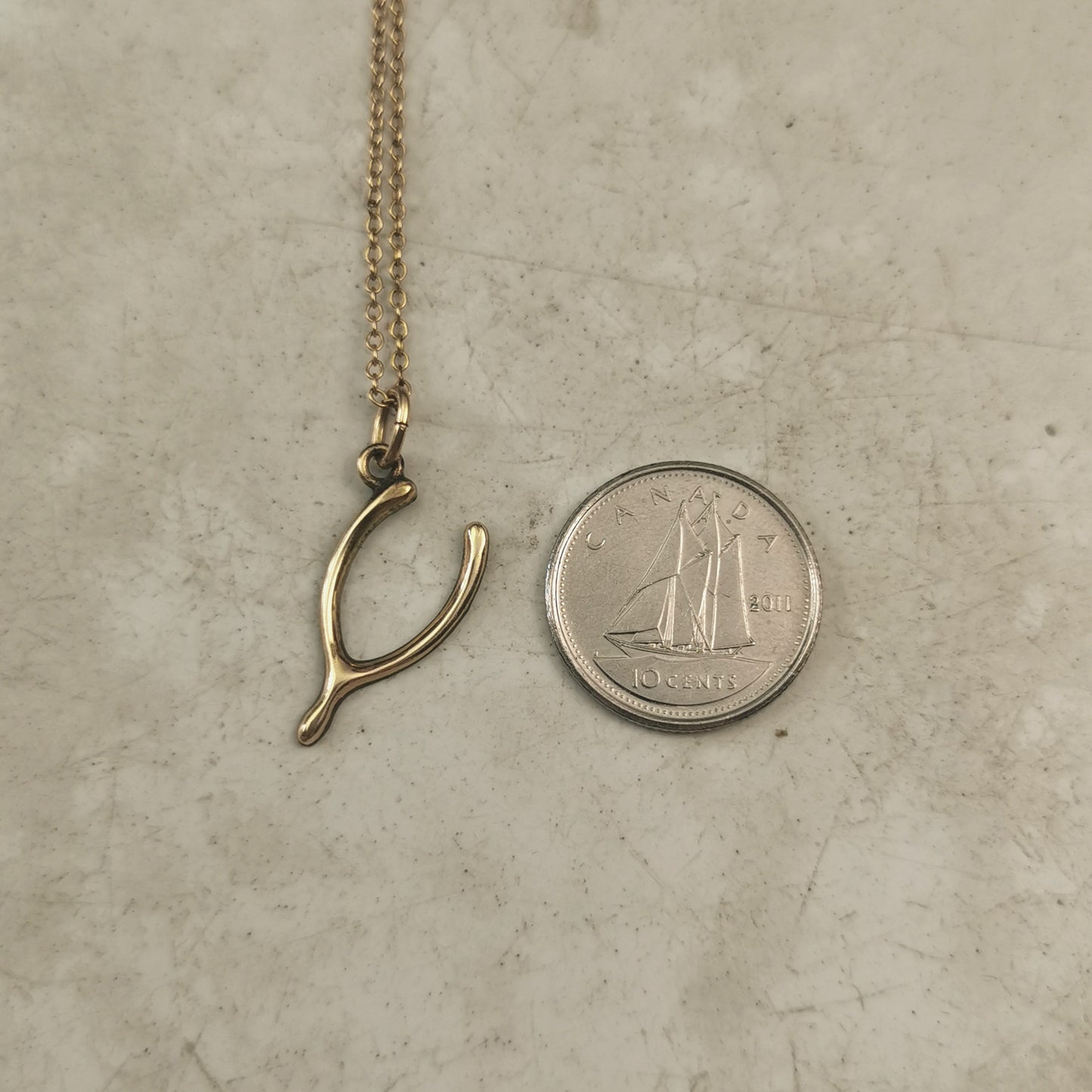 Vintage Gold Filled Lucky Wishbone Necklace