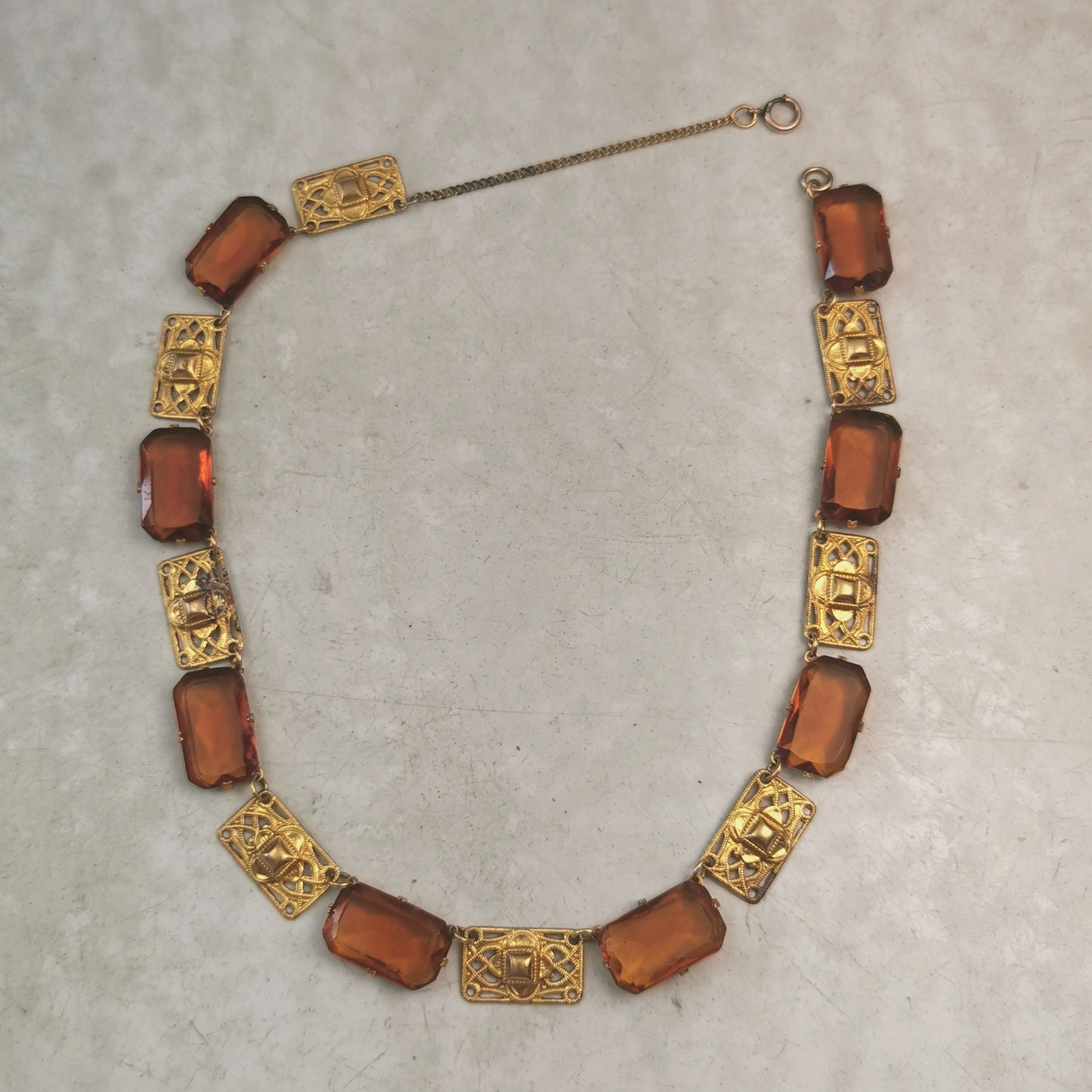 Antique Rivière Orange Paste Panel Necklace