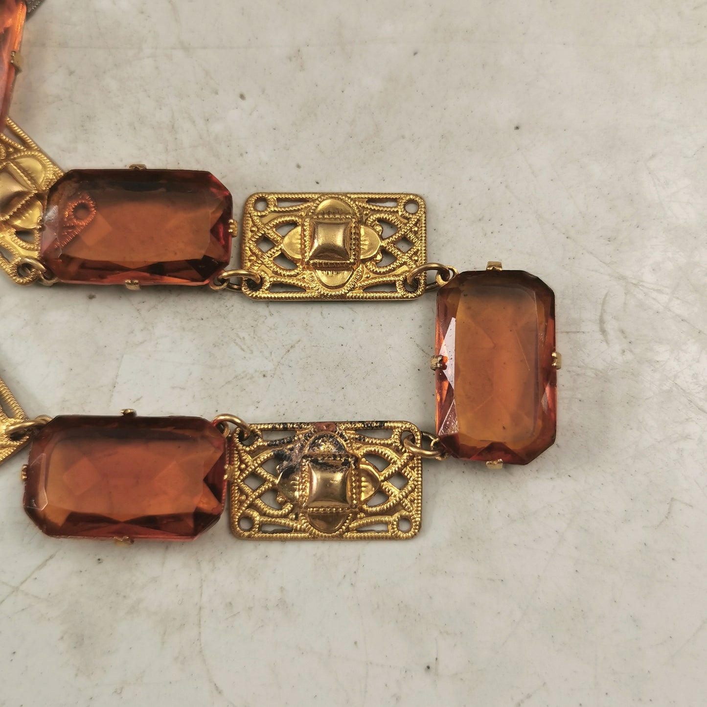 Antique Rivière Orange Paste Panel Necklace