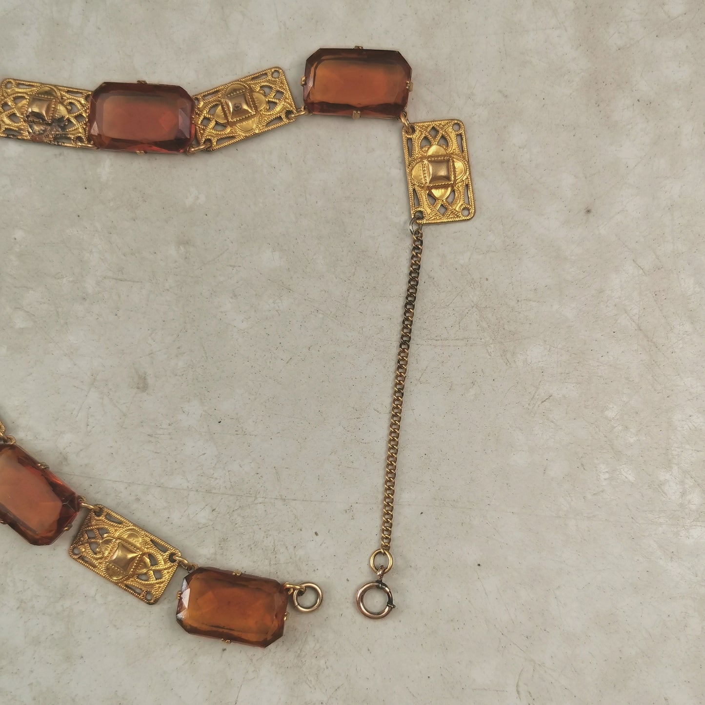 Antique Rivière Orange Paste Panel Necklace