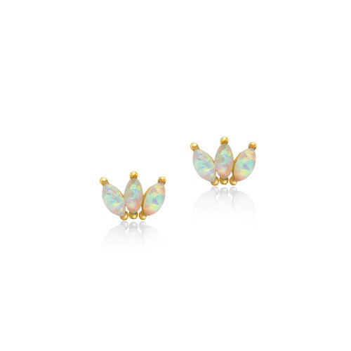 New Sterling Silver Opal Opulence Studs - Silver & Gold