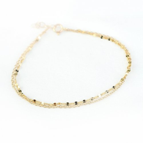 New Sterling Silver Double Strand Valentino Anklet - Silver & Gold