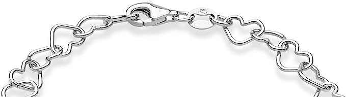 New Sterling Silver Heart Link Chain Anklet