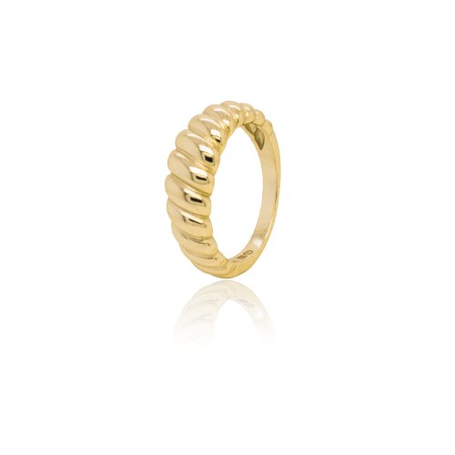 New Sterling Silver Gold Plated Croissant Ring