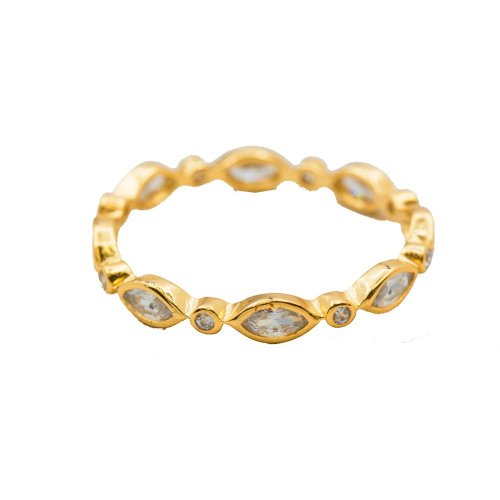 New Sterling Silver Marquise CZ Eternity Band - Silver & Gold