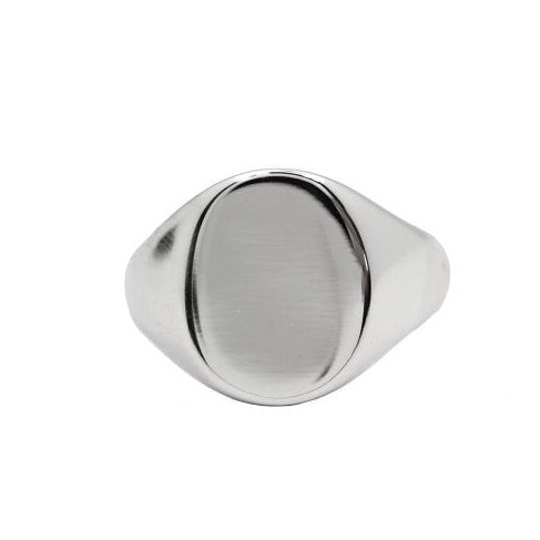 New Sterling Silver Rhodium Plated Blank Oval Signet Ring