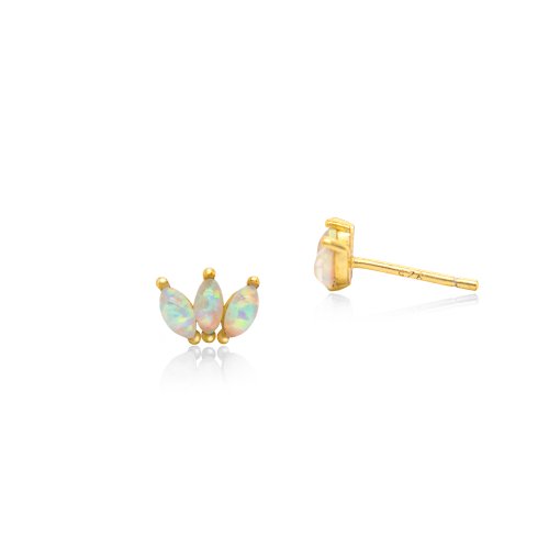 New Sterling Silver Opal Opulence Studs - Silver & Gold