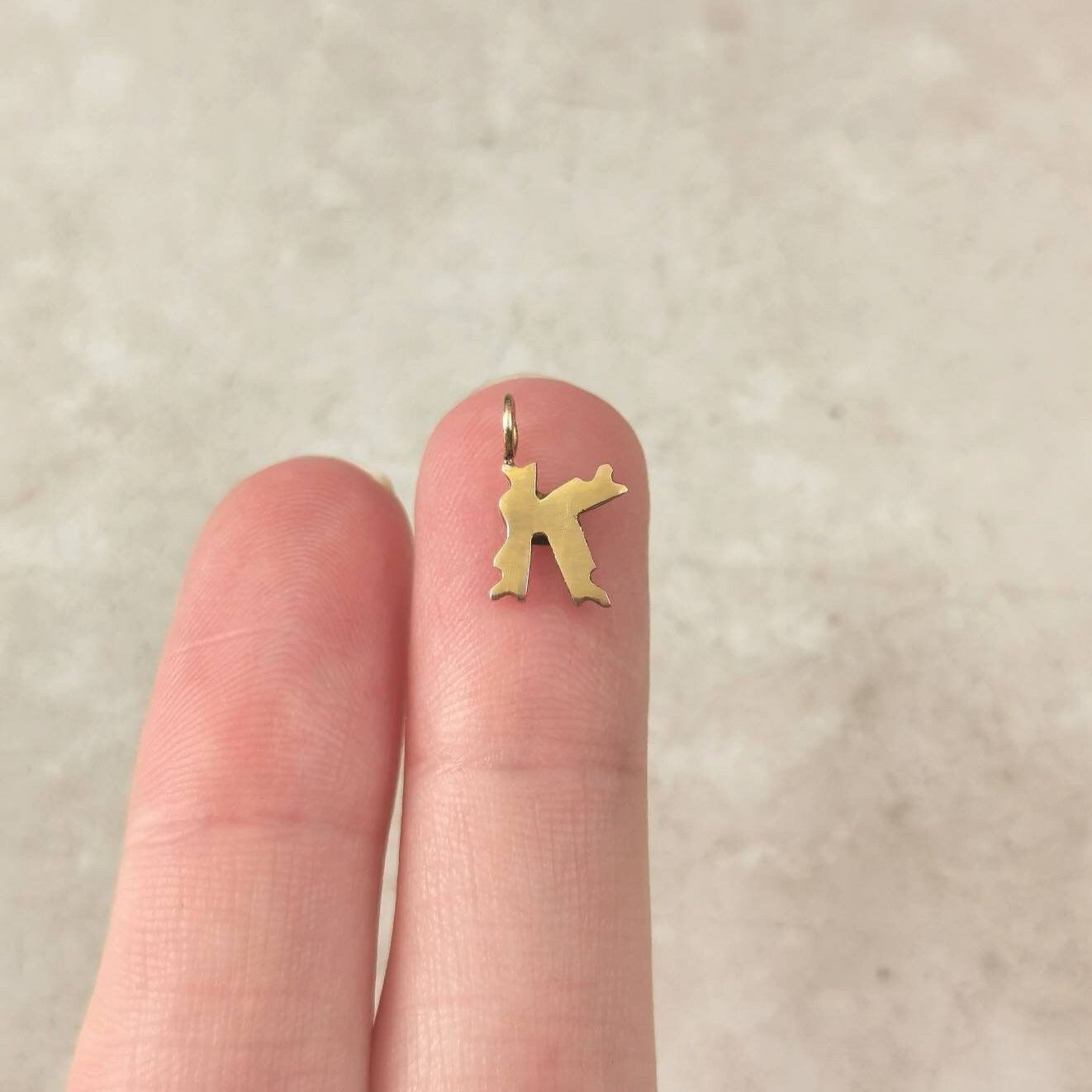 Antique 10k Yellow Gold Gothic Style Initial K Charm