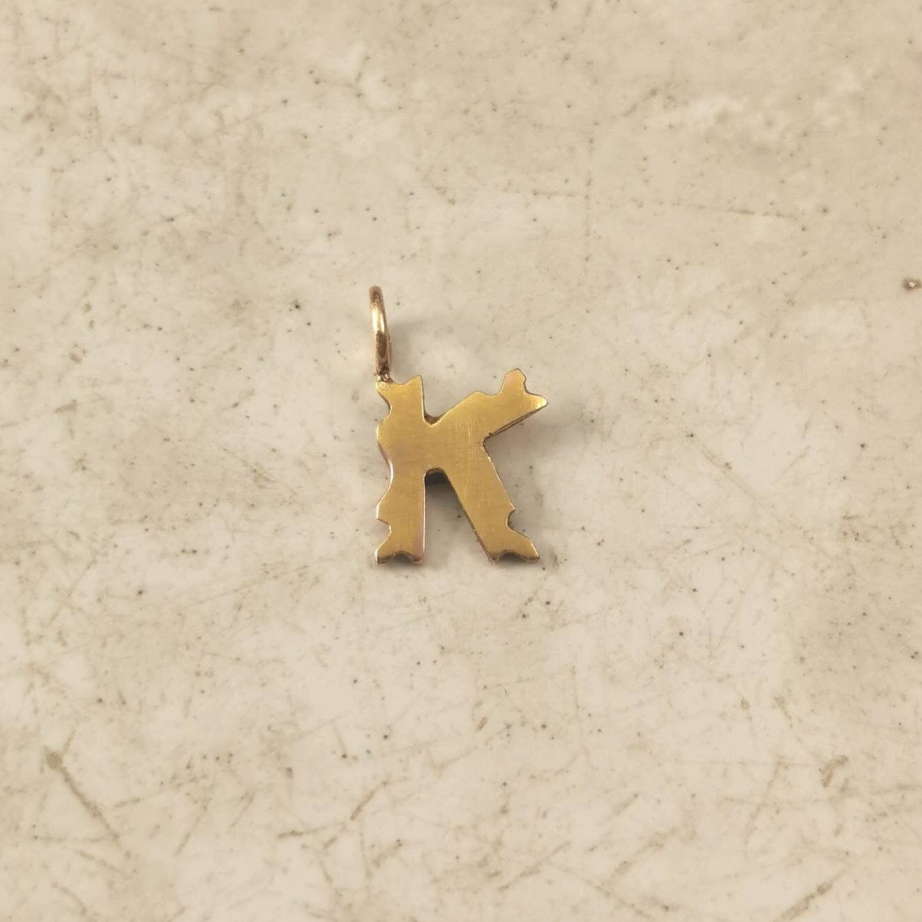 Antique 10k Yellow Gold Gothic Style Initial K Charm