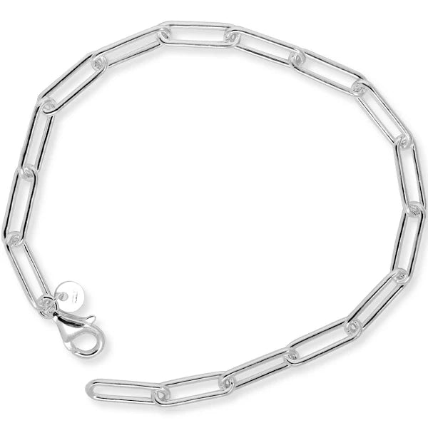 New Sterling Silver 3mm Paperclip Chain Link Bracelet - Silver & Gold