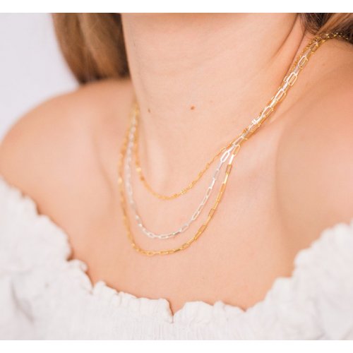 New Sterling Silver Gold Vermeil 3mm Paperclip Chain Necklace