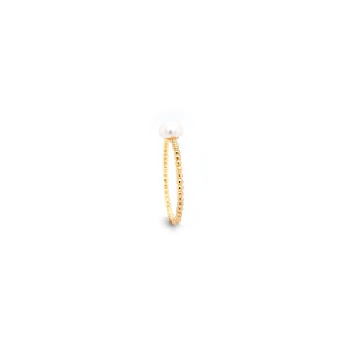 New Sterling Silver Pearl Bubble Stacking Band - Silver & Gold