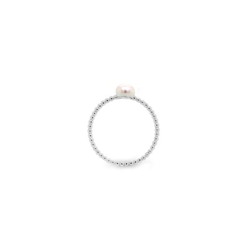 New Sterling Silver Pearl Bubble Stacking Band - Silver & Gold