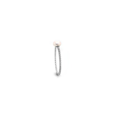 New Sterling Silver Pearl Bubble Stacking Band - Silver & Gold