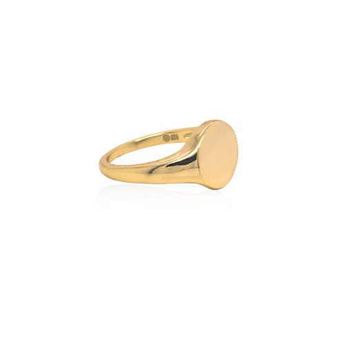 New Sterling Silver Gold Plated Round Signet Ring