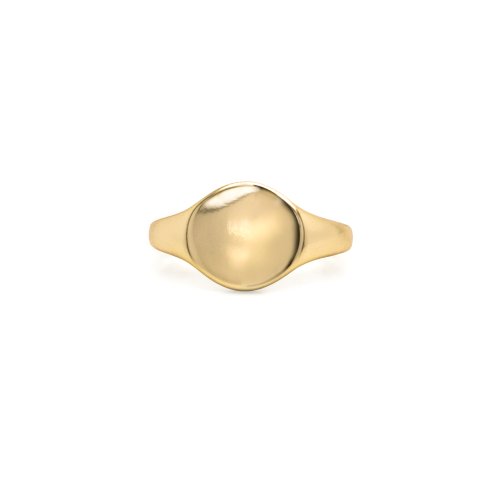 New Sterling Silver Gold Plated Round Signet Ring