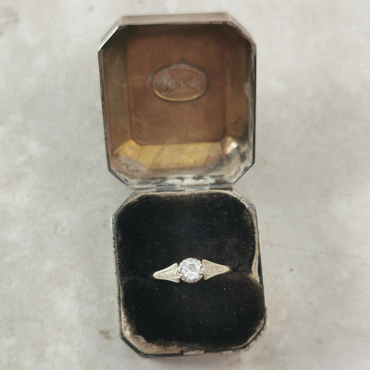 Vintage 9ct & Platinum Old European Cut Diamond Solitaire Ring