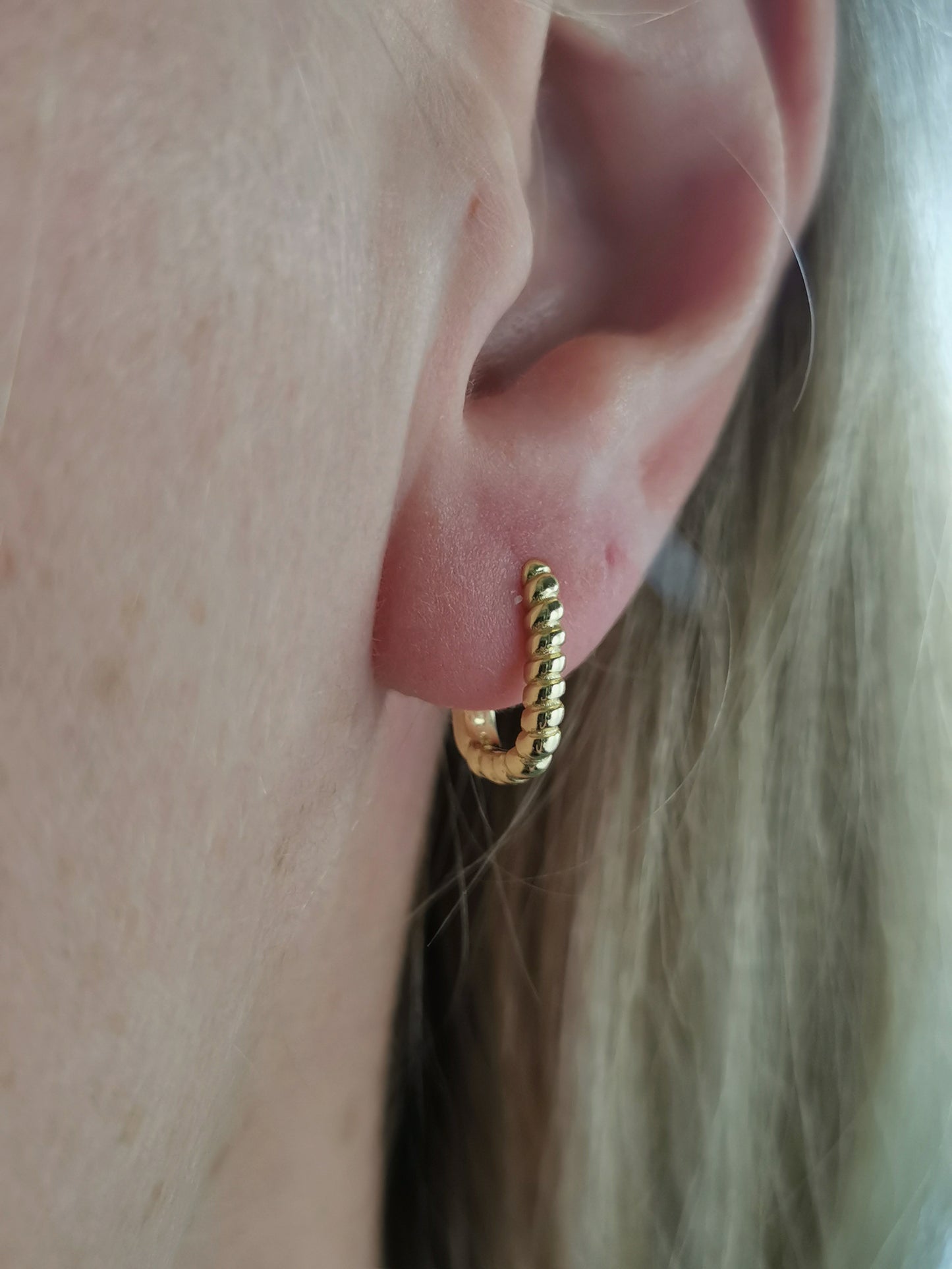 New Sterling Silver Gold Vermeil Twisted Oval Huggie