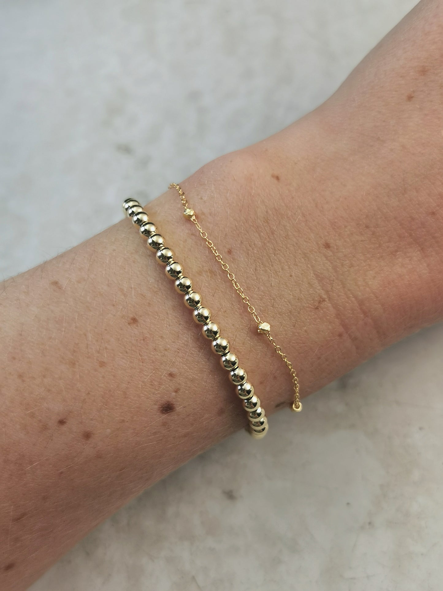 New Sterling Silver Gold Vermeil 4mm Ball Bracelet.