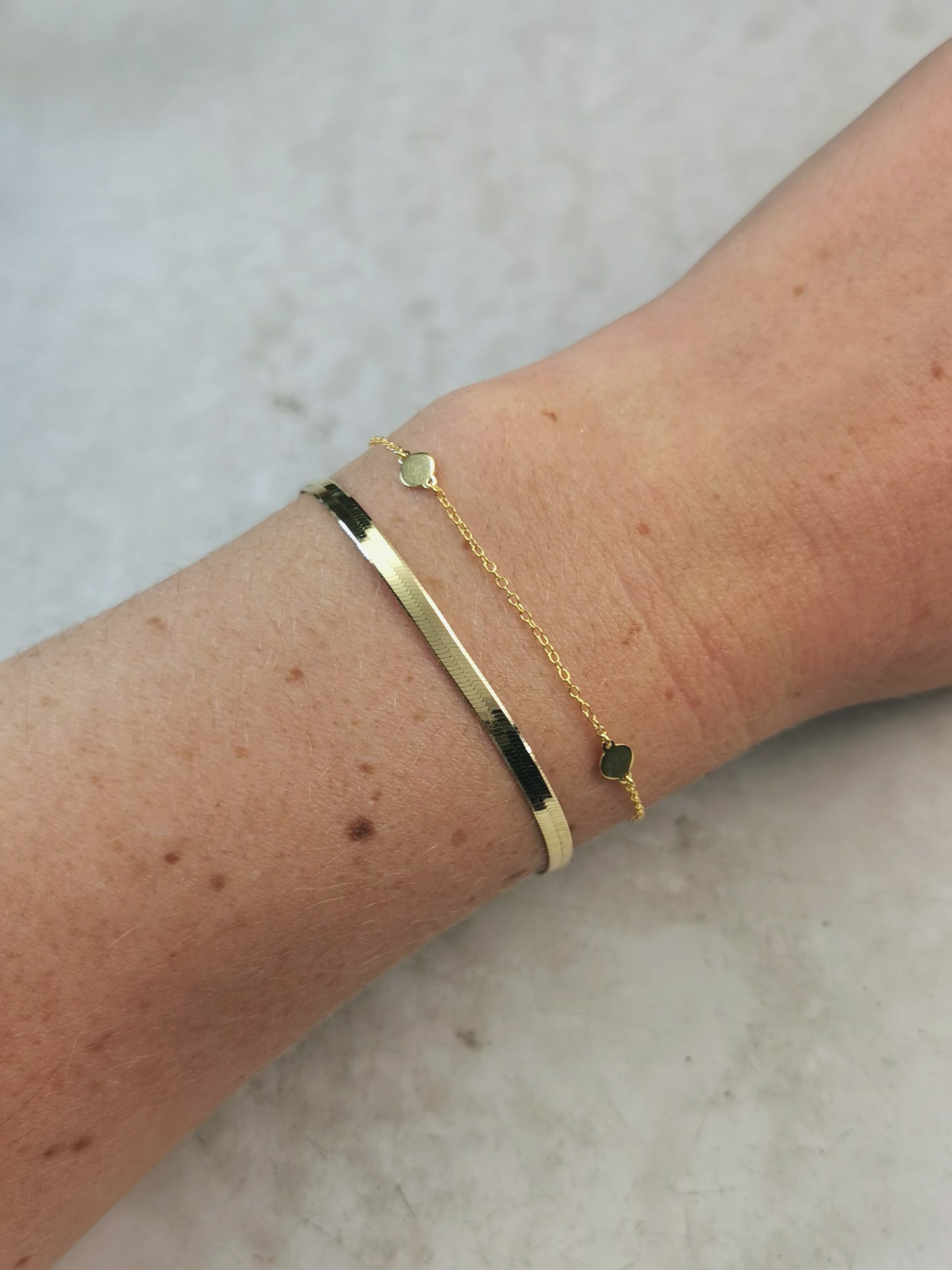New Sterling Silver Polka Dot Chain Bracelet - Silver & Gold
