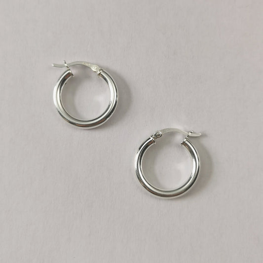 New Sterling Silver Chubby Medium Tube Hoop