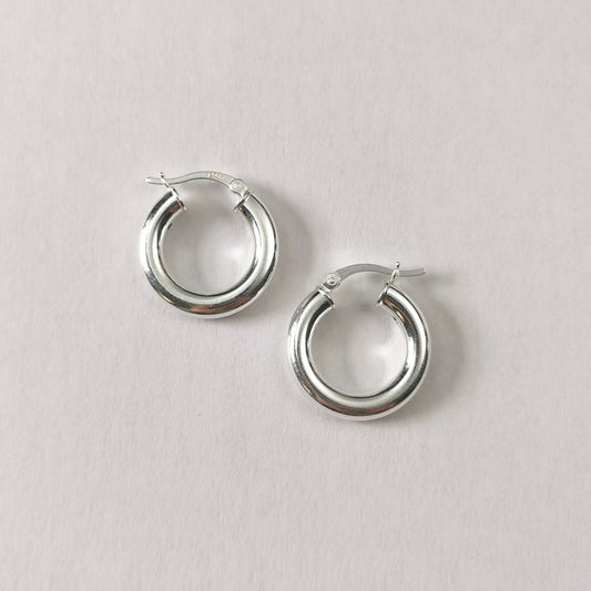 New Sterling Silver Small Chubby Tube Hoops