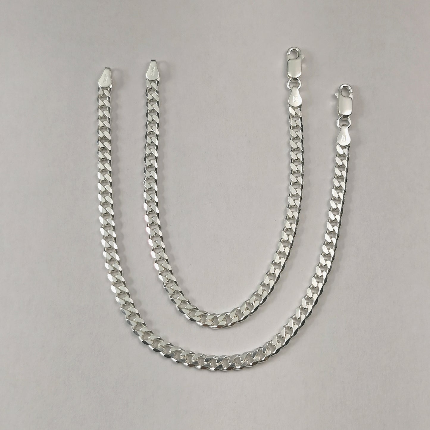New Sterling Silver Wide 4.2mm Curb Link Chain Bracelet