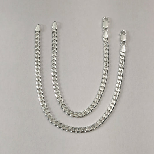 New Sterling Silver Wide 4.2mm Curb Link Chain Bracelet