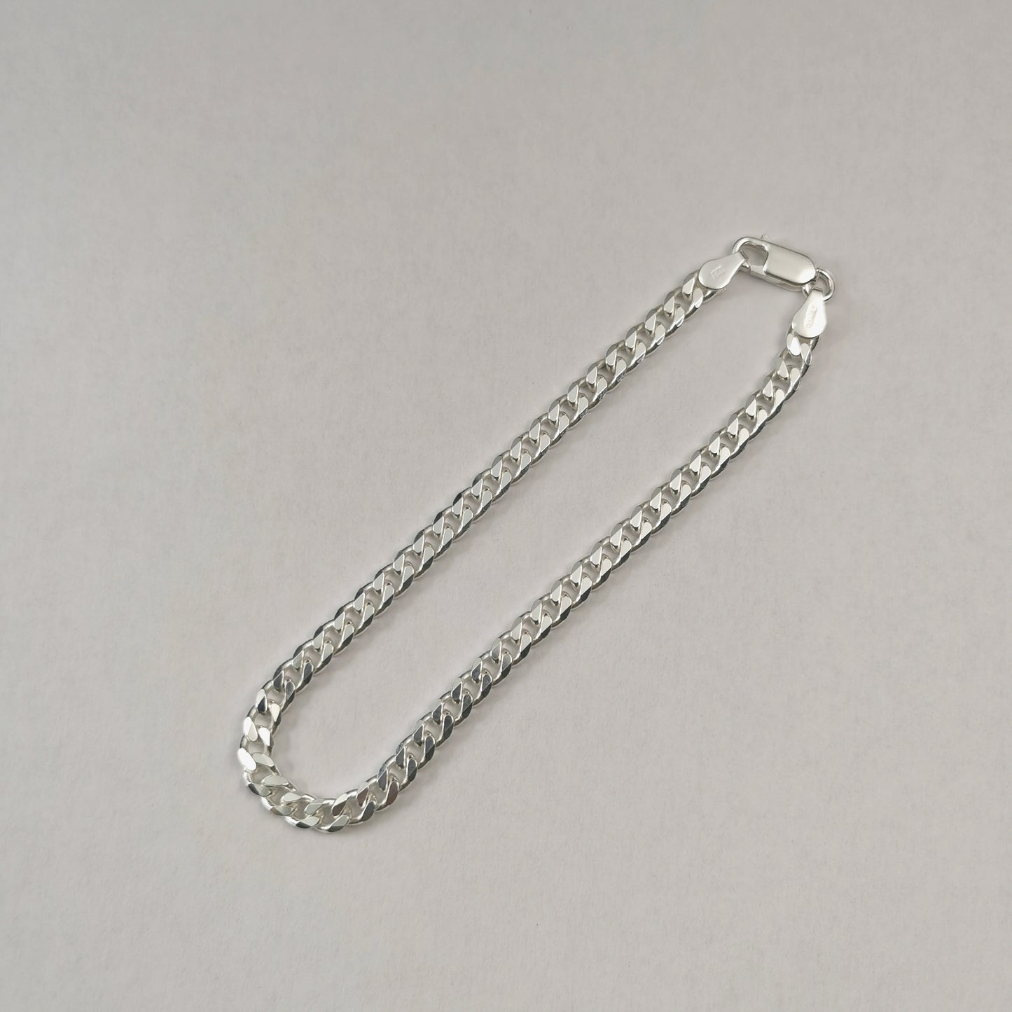 New Sterling Silver Wide 4.2mm Curb Link Chain Bracelet