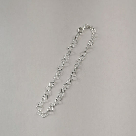 New Sterling Silver Heart Link Chain Bracelet