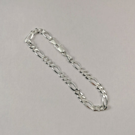 New Sterling Silver 4.8mm Figaro Link Chain Bracelet