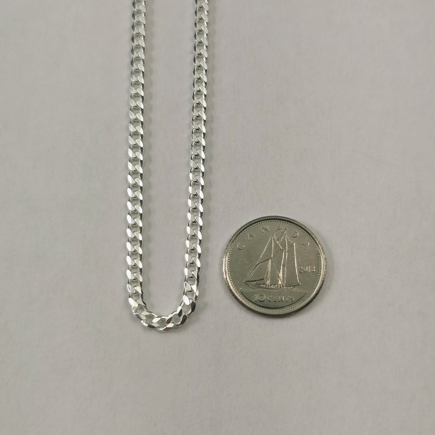 New Sterling Silver 2.8mm Curb Link Chain Necklace