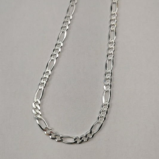 New Sterling Silver 4.8mm Figaro Link Men's/Unisex Chain Necklace