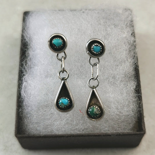 Vintage Silver South Western Turquoise Earrings