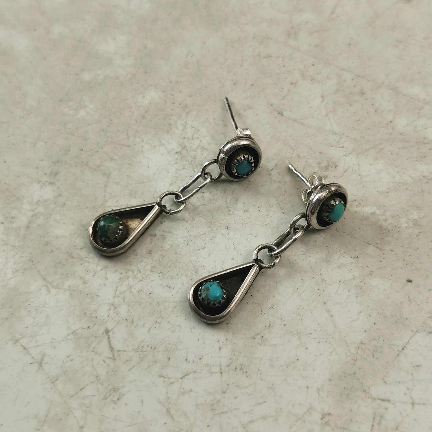Vintage Silver South Western Turquoise Earrings
